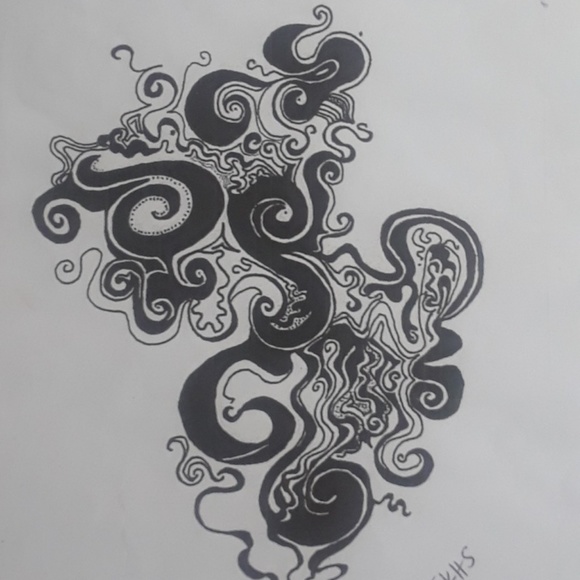 ππ€ Modern Abstract Black Ink Original Art Small one of a kind rare - Picture 2 of 2